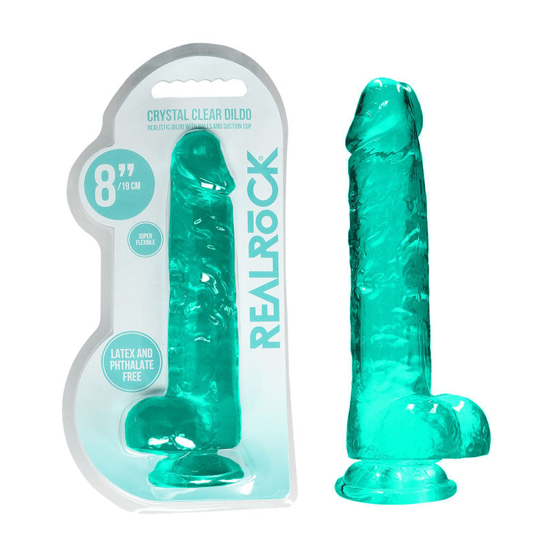 REALROCK Crystal Clear (Turquoise) – Rechargeable Realistic Dildo Turquoise DONGS