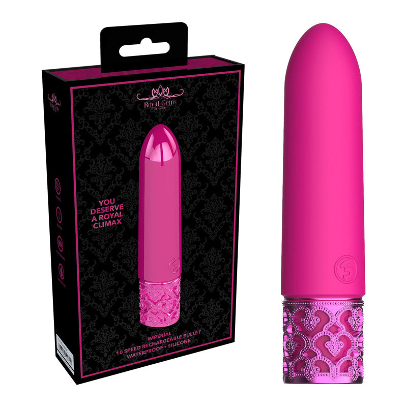 ROYAL GEMS Imperial Silicone Bullet 10 cm Rechargeable Pink > Vibrators > Mini Vibrators
