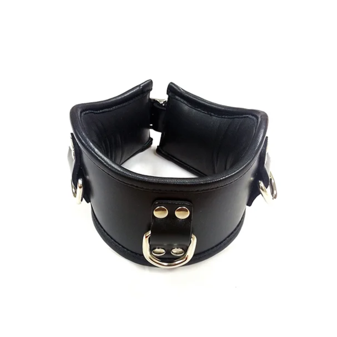 Leather Posture Collar Black Padded Neck Restraint with Rings Default Title Restraints