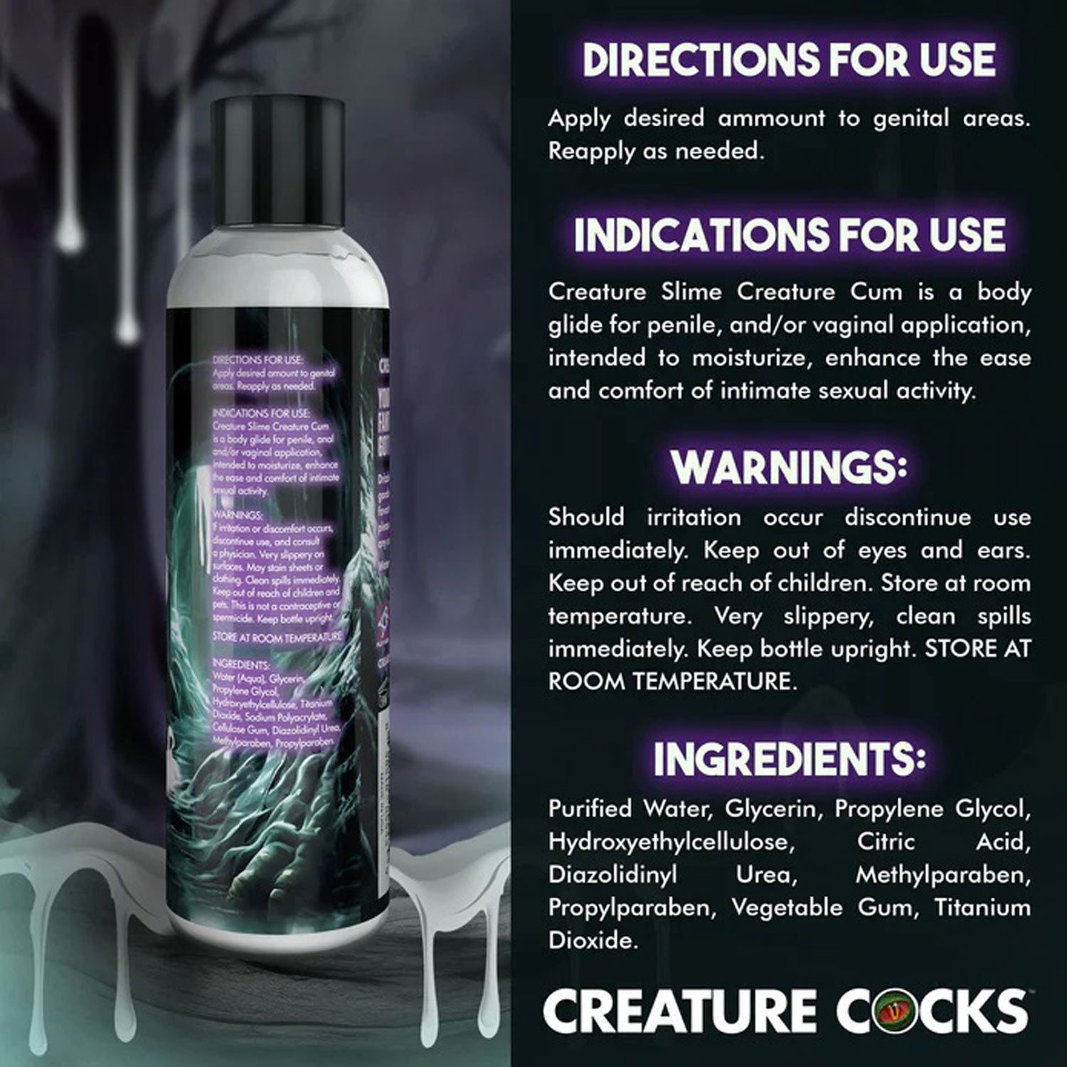 Creature Slime Unscented Jizz Lubricant 8 Ounce Bottle Speciality Lubricants