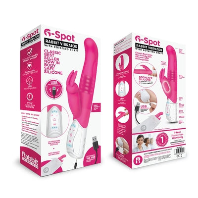 Rabbit Essentials Rechargeable G-Spot Rabbit Vibrator Hot Pink with Rotating Shaft and USB Charging Default Title VIBRATORS-RABBIT-MULTI