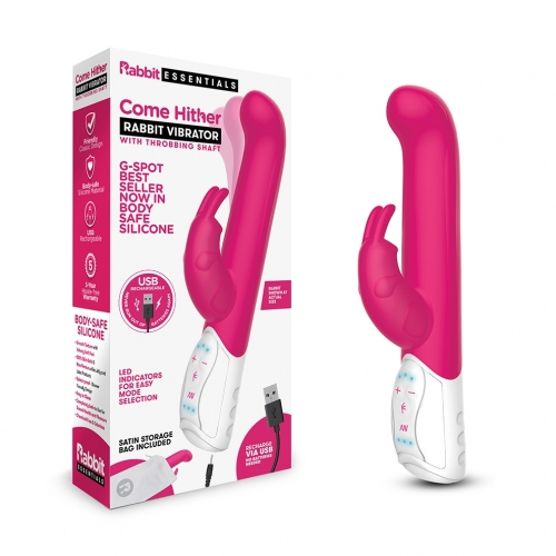 Rabbit Essentials Rechargeable Come Hither G-Spot Rabbit Vibrator Hot Pink Default Title VIBRATORS-RABBIT-MULTI