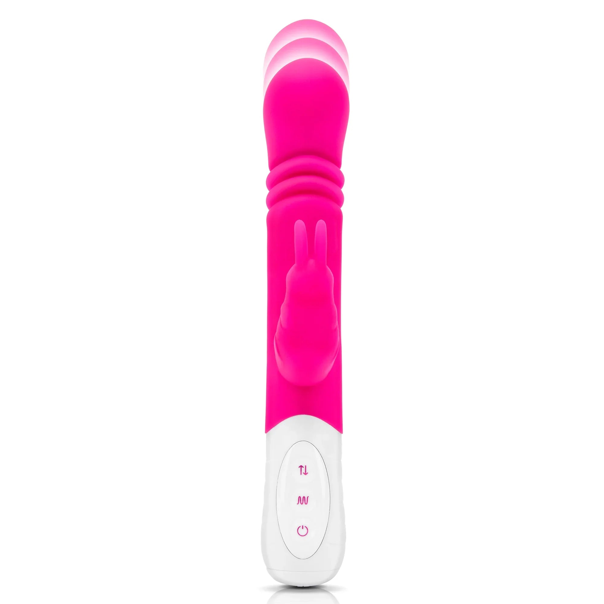 Rabbit Essentials Slim Shaft Thrusting G-Spot Rabbit Vibrator in Pink with Recharge and Satin Storage Bag Secondary image