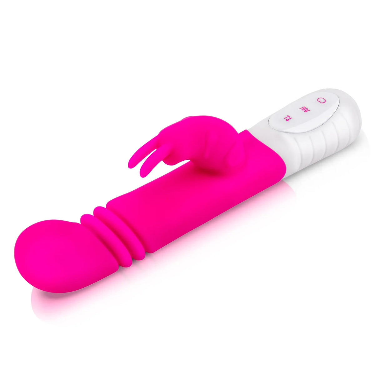 Rabbit Essentials Slim Shaft Thrusting G-Spot Rabbit Vibrator in Pink with Recharge and Satin Storage Bag > Vibrators > Ladies > Rabbit Multi