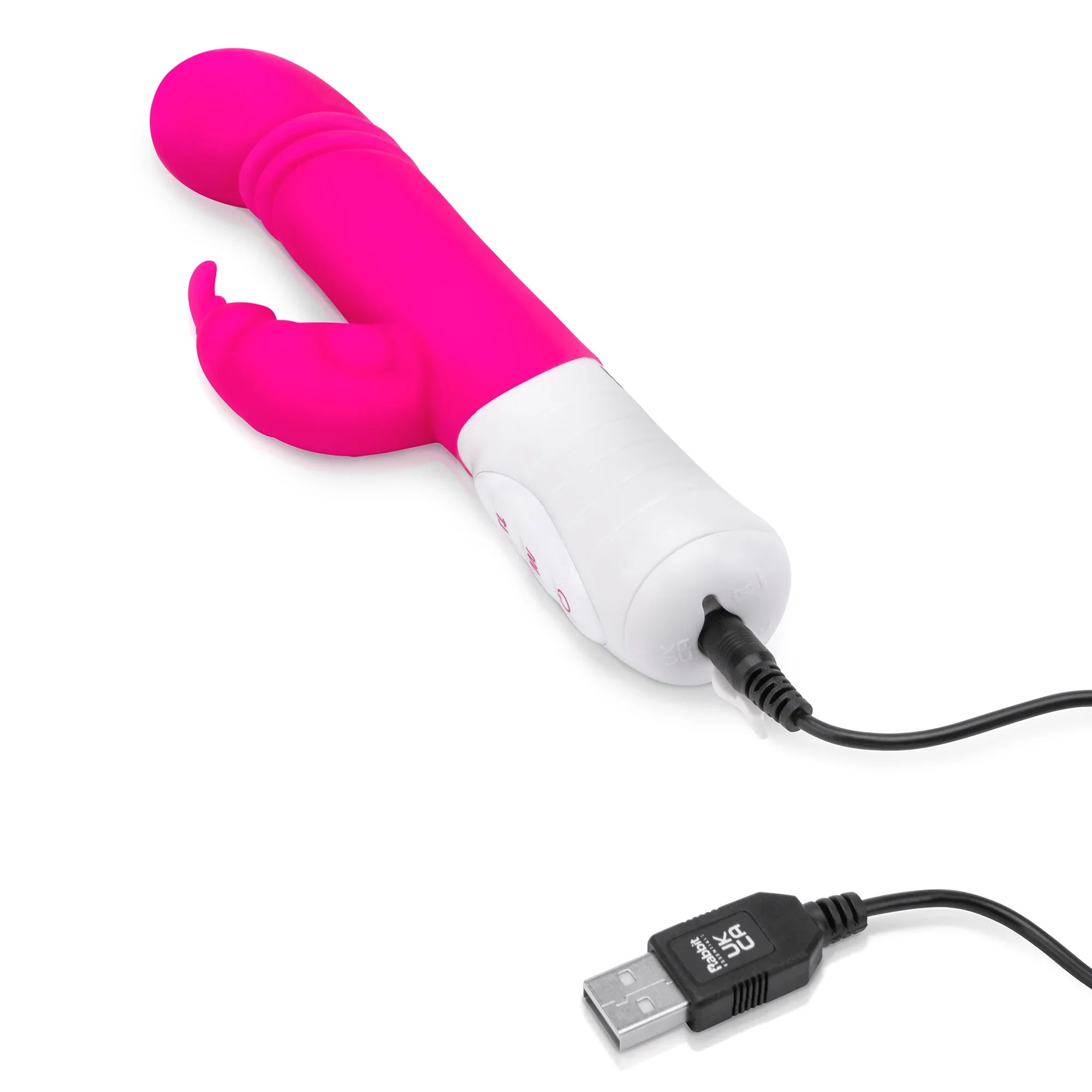 Rabbit Essentials Rechargeable Slim Shaft Thrusting G-Spot Rabbit Vibrator - Pink