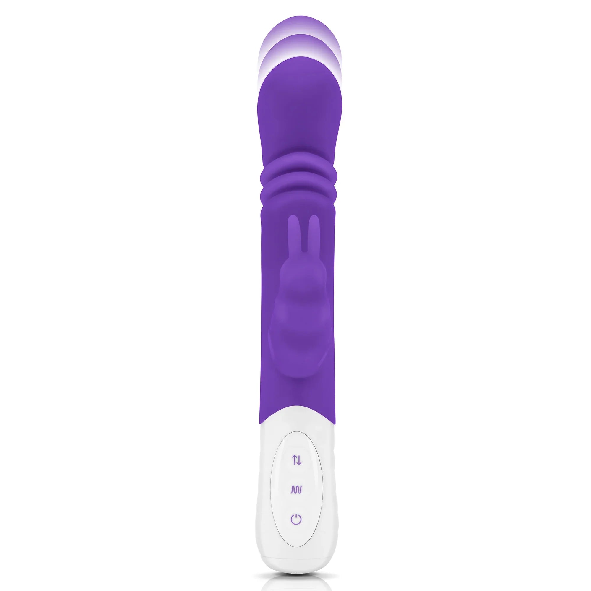 Rabbit Essentials Rechargeable Slim Shaft Thrusting G-Spot Rabbit Vibrator - Purple