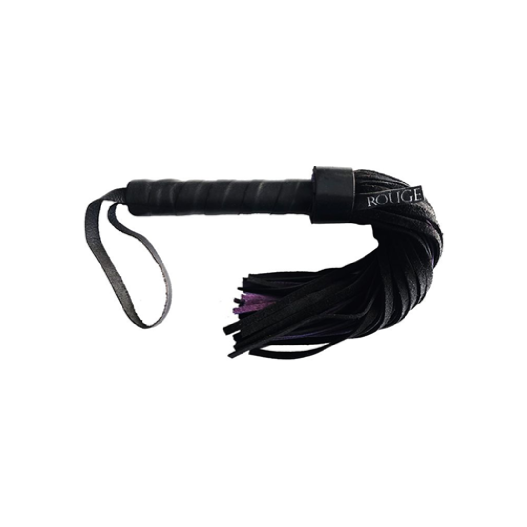 Rouge Suede Flogger (Black Purple) – Leather Handle Flogger Default Title > Bondage Gear > Whips & Floggers Main image