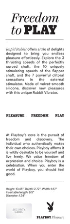 Playboy Pleasure RAPID RABBIT Vibrator with Thrusting Fun Black > Vibrators > Ladies > Rabbit