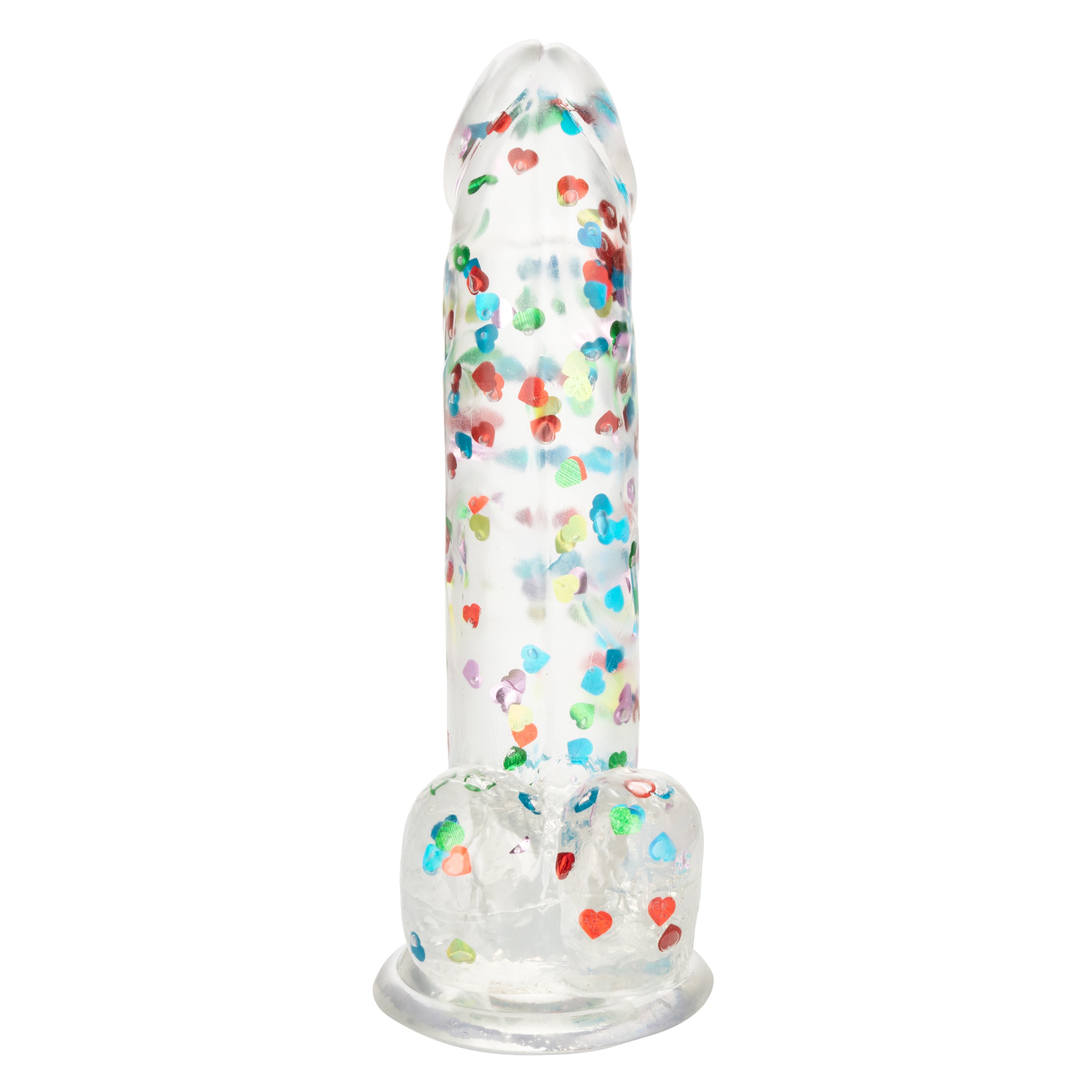 Naughty Bits I Love Dick Heart-Filled Dong 6 Inch Clear with Multicolor Heart Confetti DONGS