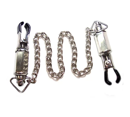 Rouge Stainless Steel Adjustable Nipple Clamps with Chain – Weighted Nipple Clamps Secondary image