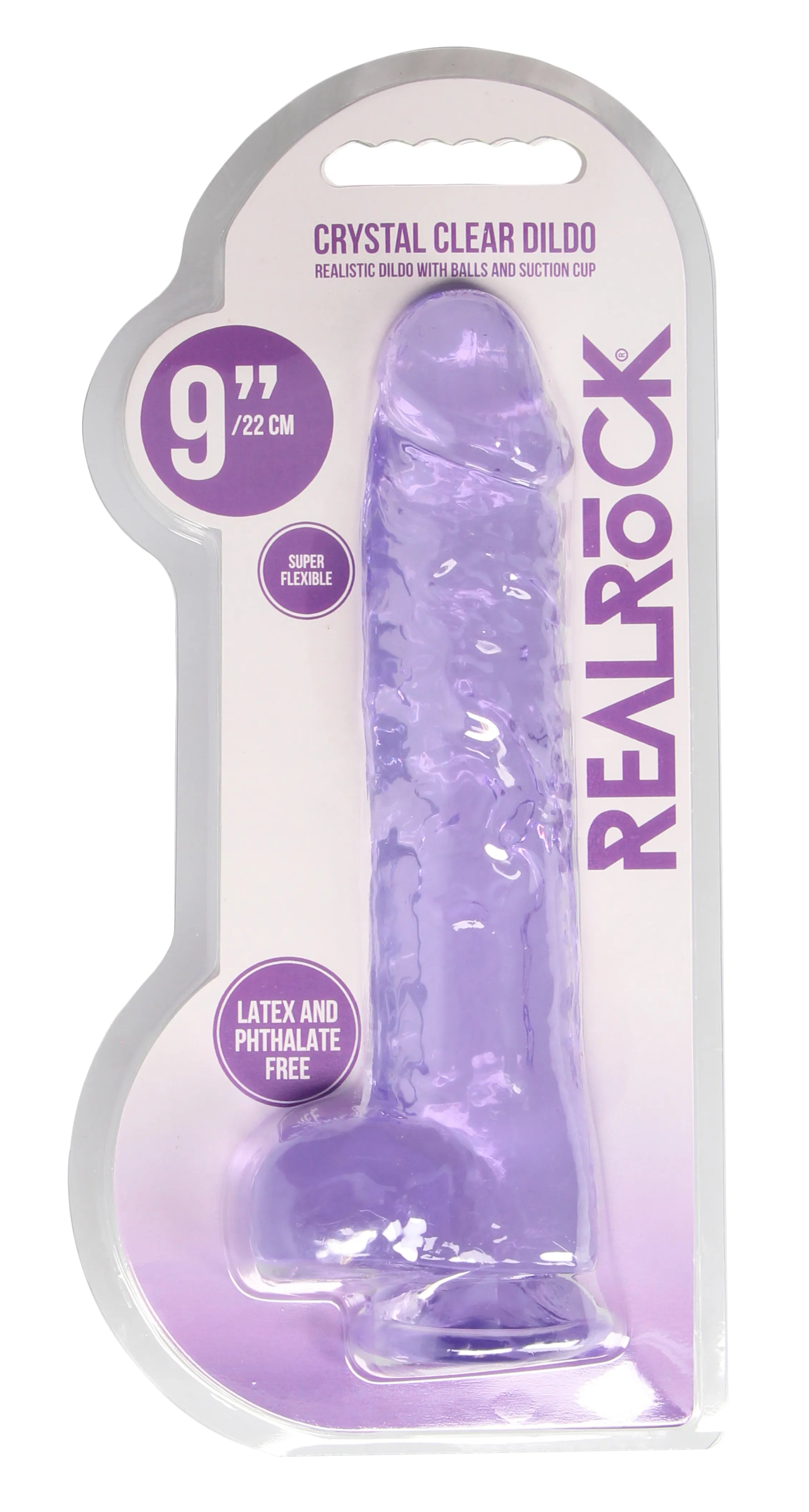 RealRock Crystal Clear 9 Inch Realistic Dildo with Balls Suction Cup – Body Safe TPE Dildo > Dildos > Realistic Dildos
