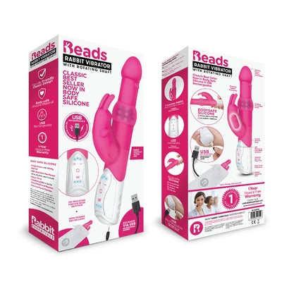 Rabbit Essentials Pleasure Beads Rabbit Vibrator in Hot Pink with Battery and Body-Safe Silicone > Vibrators > Ladies > Rabbit Multi Main image