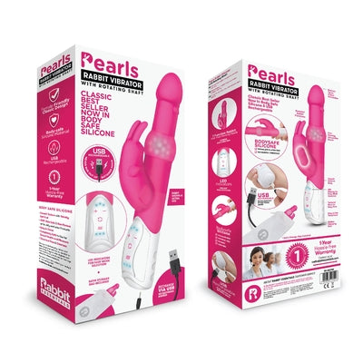 Rabbit Essentials Pleasure Pearls Rabbit Vibrator Hot Pink with Rotating Shaft and Multi-Speed Functions > Vibrators > Ladies > Rabbit Multi