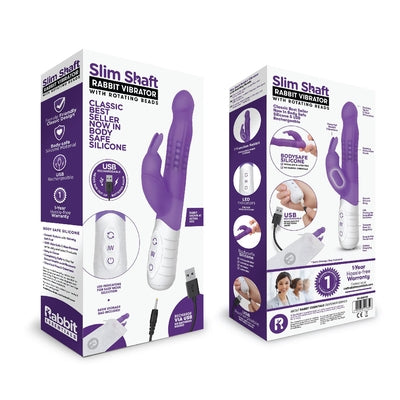 Rabbit Essentials Slim Shaft Rabbit Vibrator Purple Silicone > Vibrators > Ladies > Rabbit Multi