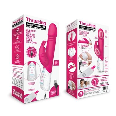 Rabbit Essentials Thrusting Rabbit Vibrator in Hot Pink with Enlarged G-Spot Tip and Charging > Vibrators > Ladies > Rabbit Multi