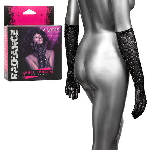 Radiance Black Full Length Mesh Gloves with Rhinestones One Size > Clothes > Accessories
