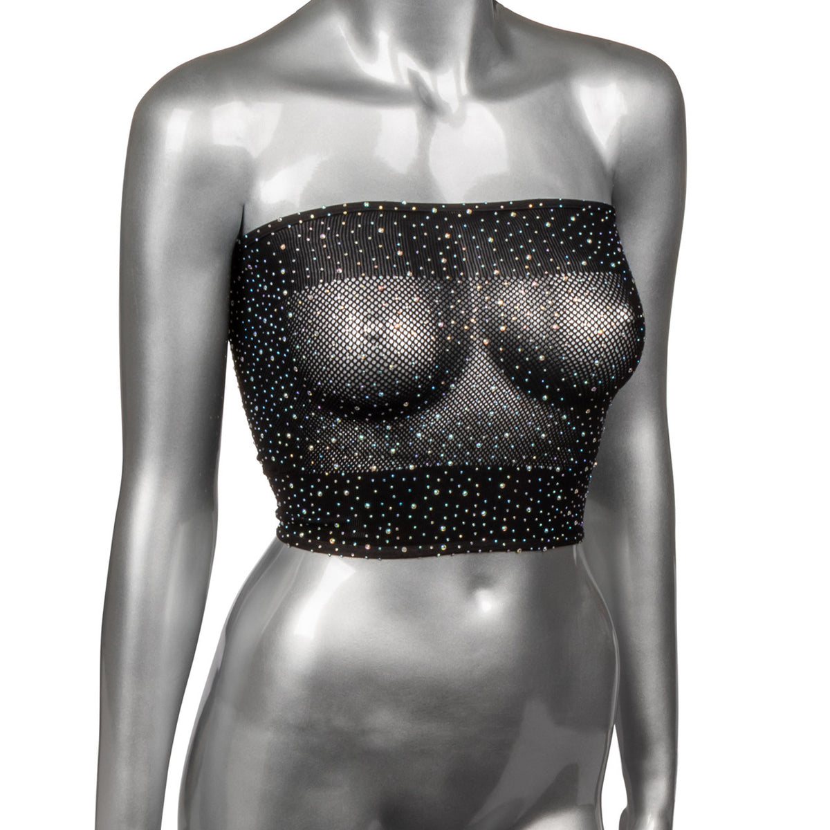 Radiance Black Rhinestone Mesh Bandeau Top – Stretchy Erotic Clothing > Clothes > Dresses and Chemises