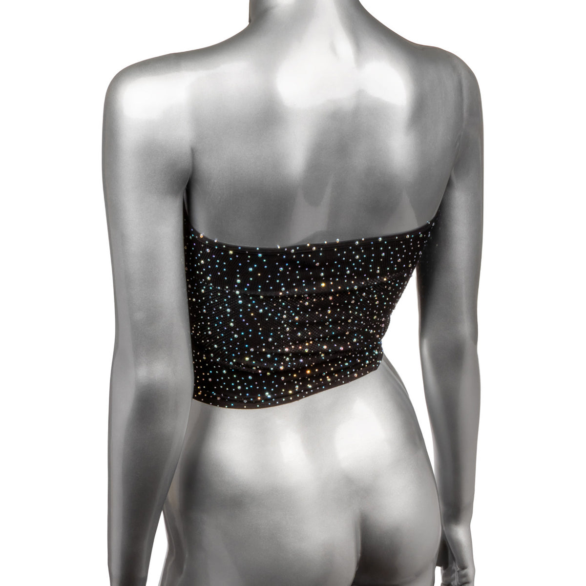 Radiance Black Rhinestone Mesh Bandeau Top – Stretchy Erotic Clothing > Clothes > Dresses and Chemises