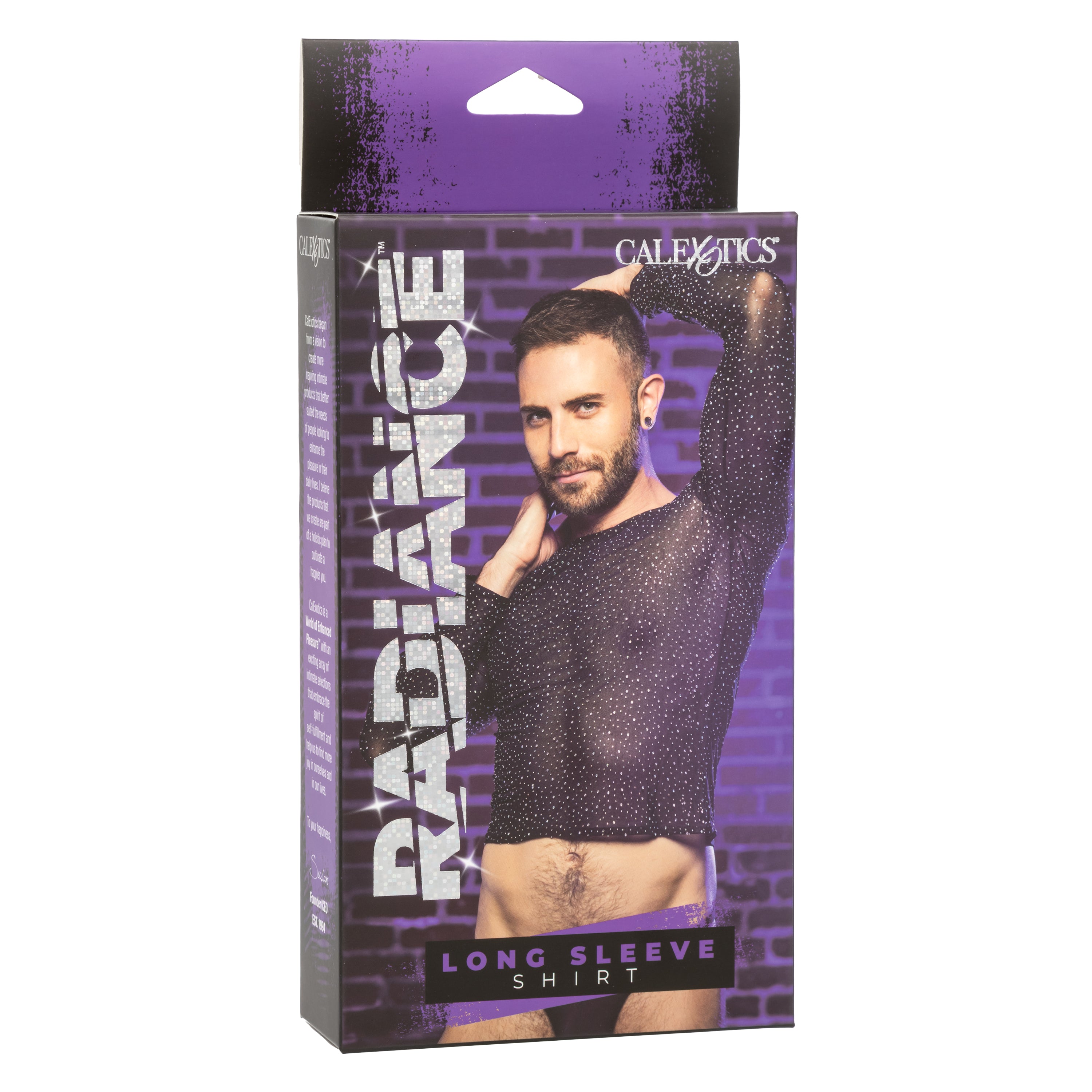 Radiance Black Sheer Long Sleeve Shirt with Rhinestone Accents > Clothes > Mens Apparel Main image