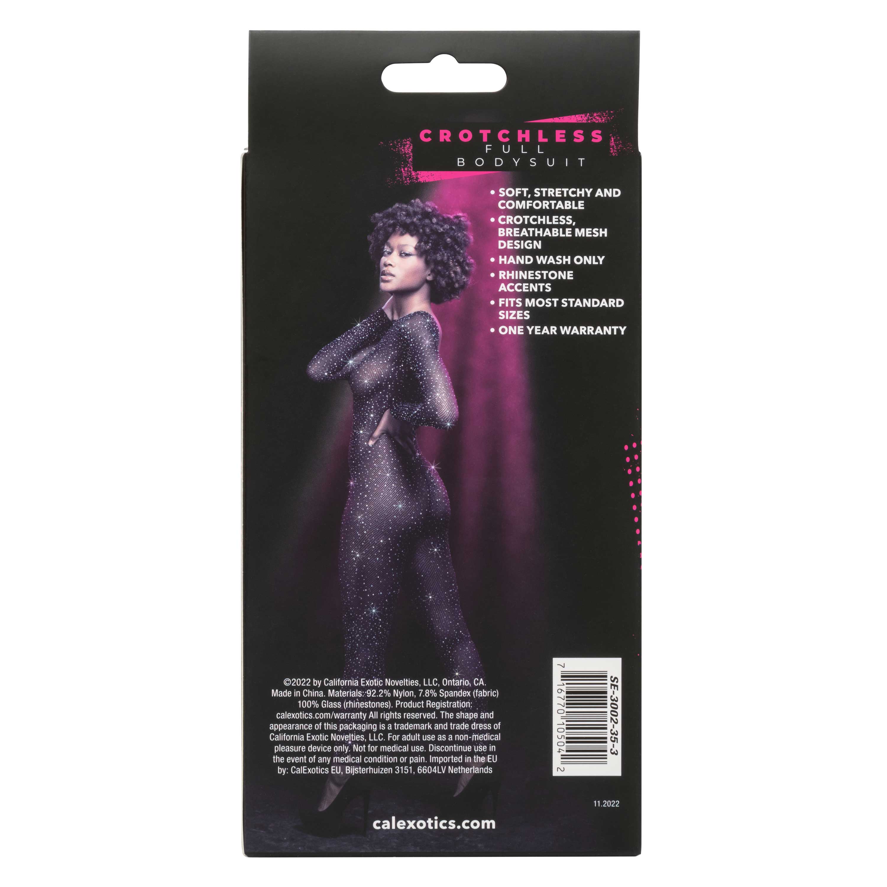 Radiance Crotchless Full Body Suit Black Mesh with Rhinestones, One Size Secondary image