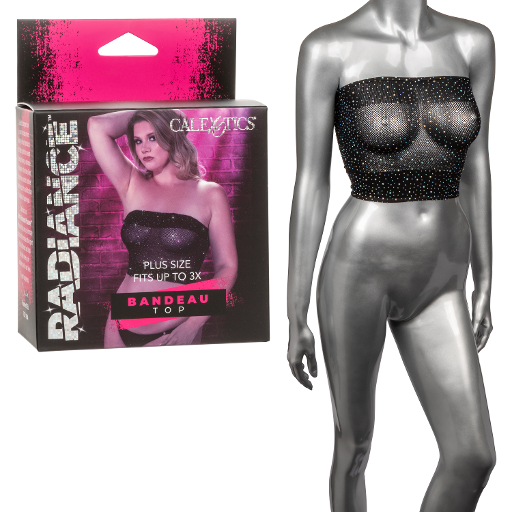 Radiance Plus Size Black Rhinestone Bandeau Top Fits Up to 3X > Clothes > Plus Size Lingerie