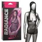 Radiance Plus Size Hooded Deep V Black Mesh Rhinestone Bodysuit > Clothes > Bodies and Playsuits