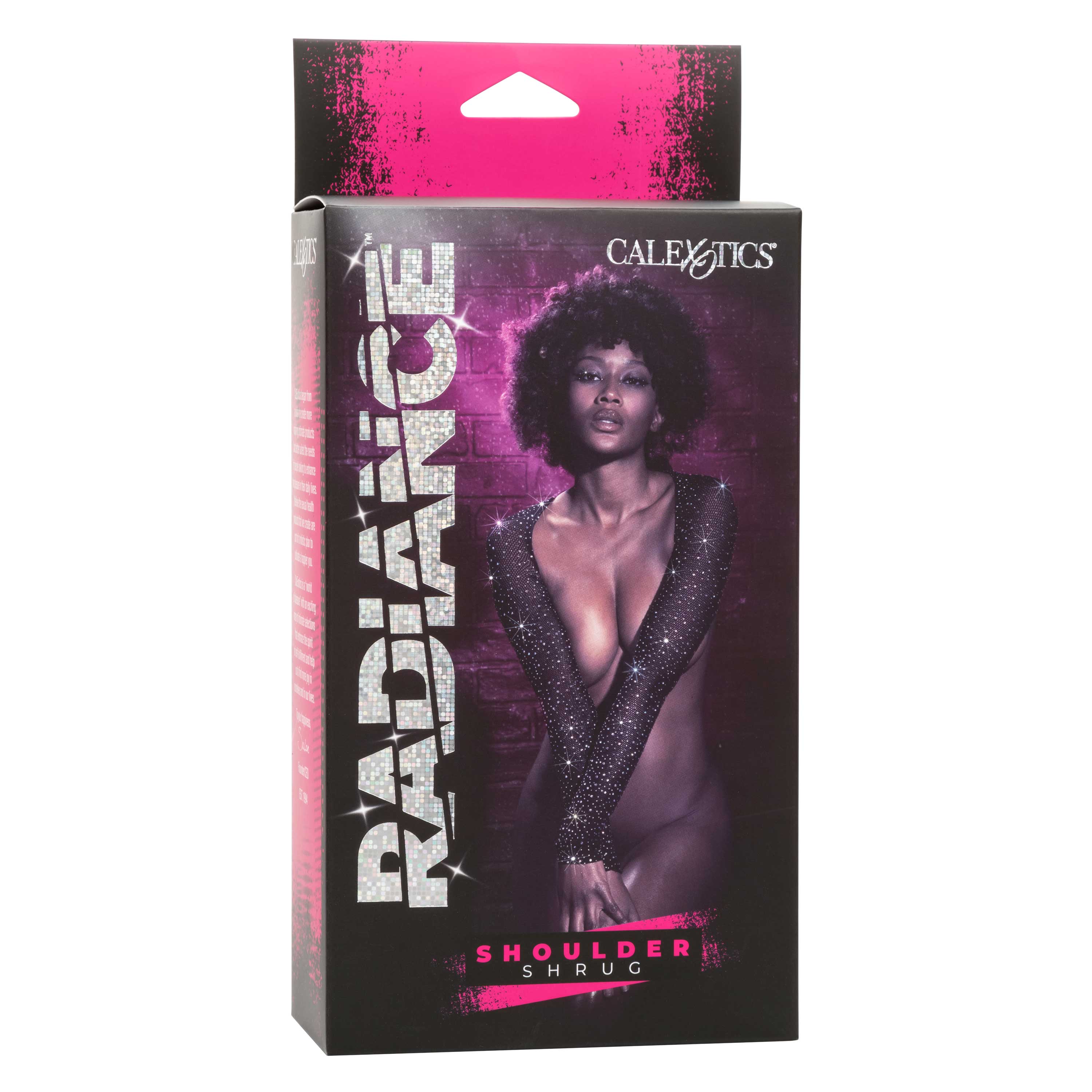 Radiance Shoulder Shrug Black Stretchy Mesh with Sparkling Rhinestones Full Length Sleeves One Size Secondary image