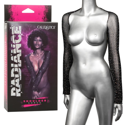 Radiance Shoulder Shrug Black Stretchy Mesh with Sparkling Rhinestones Full Length Sleeves One Size Lingerie & Sexy Apparel