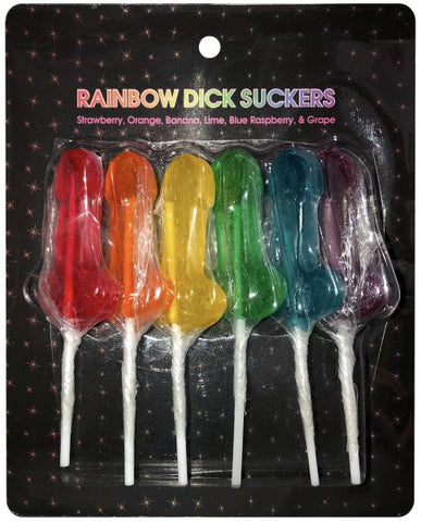 Rainbow Flavored Dick Shaped Suckers Set of Six Adult Candy Gag Gifts & Novelties