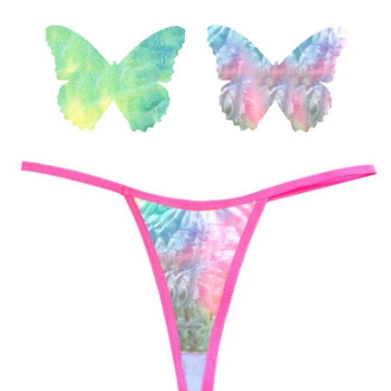 Rainbow Sherbet Tie Dye Butterfly Pastie and Panty Set Secondary image