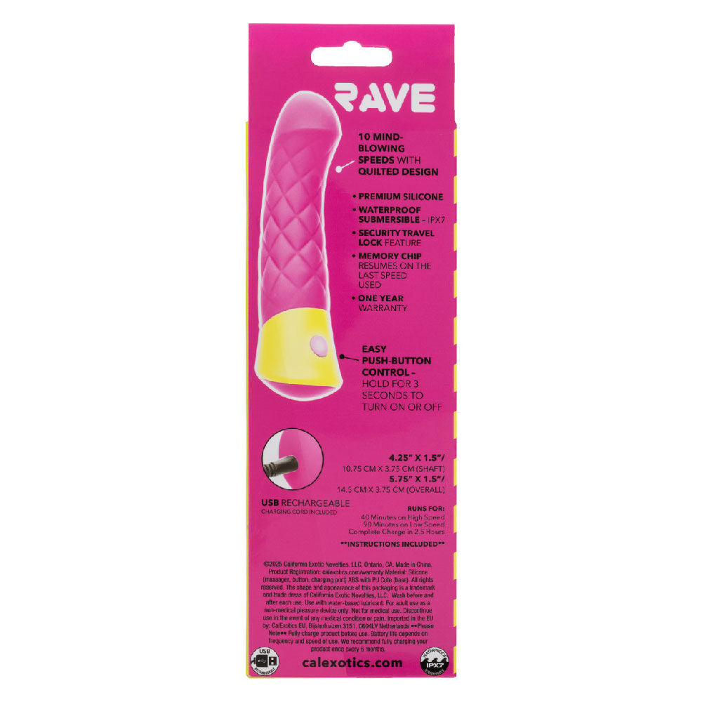 Rave Quilted G Silicone Vibrator Pink Waterproof Massager > Sex Toys For Ladies > G-Spot Vibrators