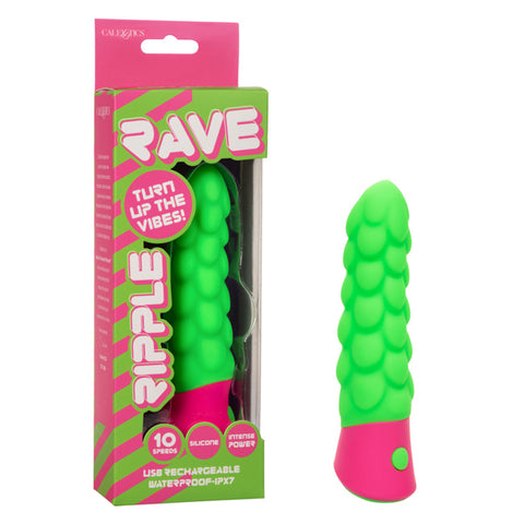 Rave Ripple Green Pink Silicone Massager 10-Speed Waterproof USB Vibrators - G Spot