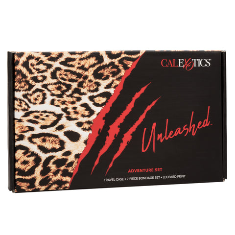 Unleashed Adventure Set 7-Piece Animal Print Faux Leather BDSM Kit with Travel Case Animal Print > Bondage Gear > Bondage Kits