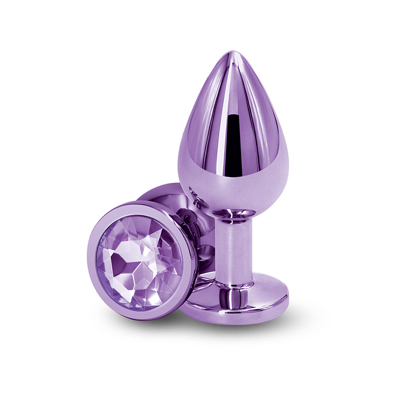 Rear Assets Medium Metal Butt Plug with Round Gem Base > Anal Range > Jewel Butt Plugs