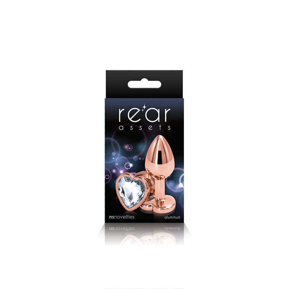 Rear Assets Rose Gold Heart Small (Rose Gold) – Lightweight Metal Butt Plug with Gem Base Secondary image
