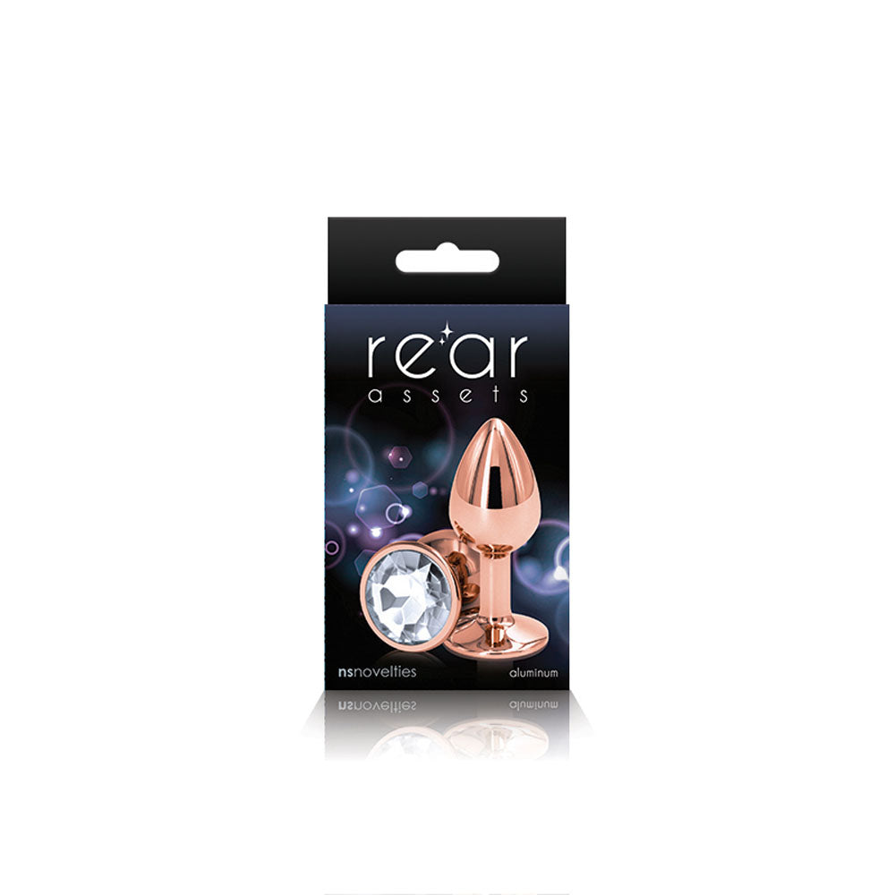 Rear Assets Rose Gold Small Butt Plug - 6.9cm Metal with Gem Base Secondary image