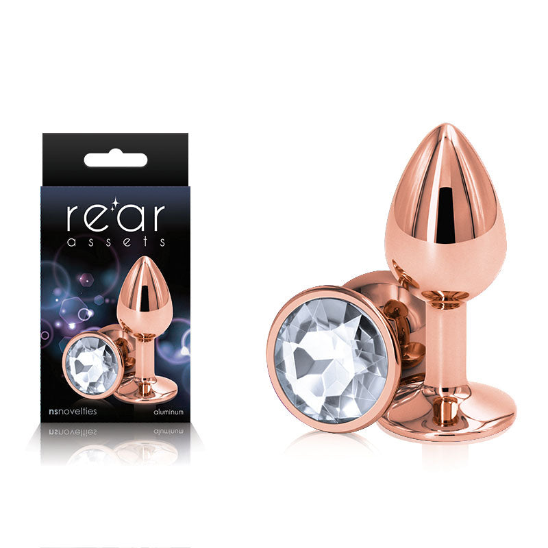 Rear Assets Rose Gold Small Butt Plug - 6.9cm Metal with Gem Base > Anal Range > Jewel Butt Plugs Main image