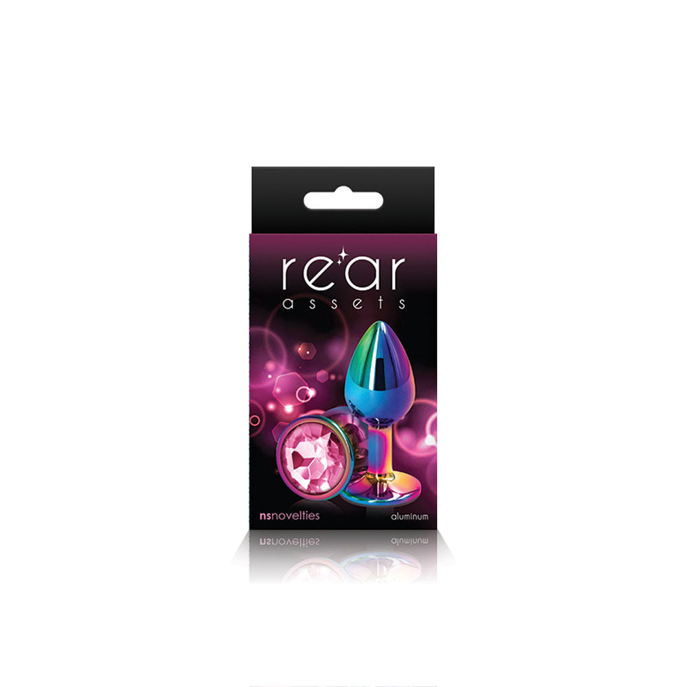 Rear Assets Small Metal Butt Plug with Pink Gem Base > Anal Range > Jewel Butt Plugs