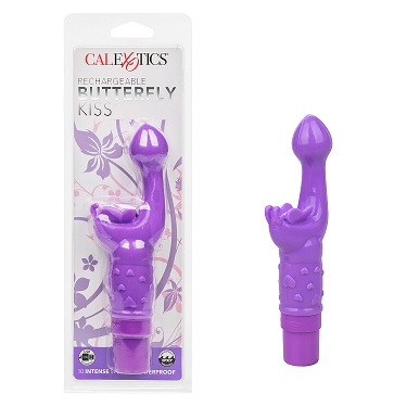 Rechargeable Butterfly Kiss Vibrator Purple With Dual Stimulation Default Title VIBRATORS-RABBIT