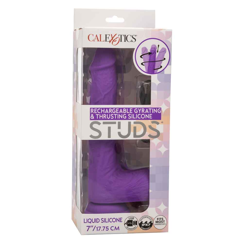 Rechargeable Gyrating Thrusting Silicone Studs 7 Inch Purple DONGS