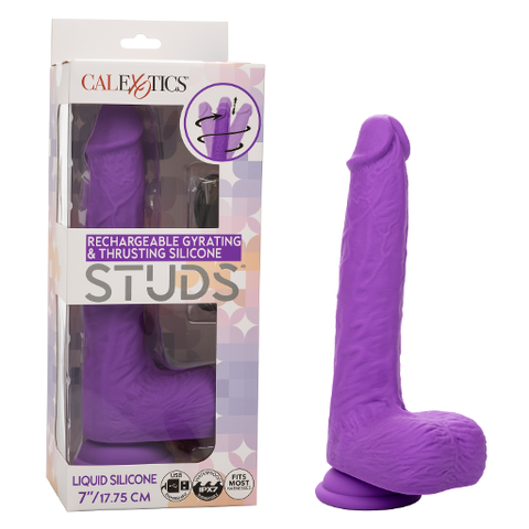 Rechargeable Gyrating Thrusting Silicone Studs 7 Inch Purple DONGS