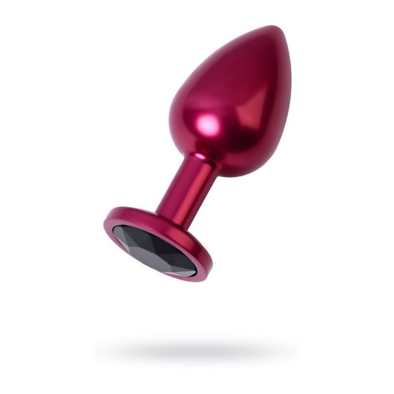 Red Metal Anal Plug with Black Crystal Medium > Anal Range > Jewel Butt Plugs Main image