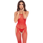 Rene Rofe Red Crotchless Bodystocking One Size Lingerie > Clothes > Bodies and Playsuits