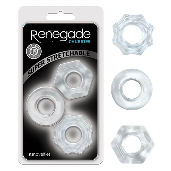 Renegade Chubbies - Clear Cock Rings - Set of 3 COCK RING Set