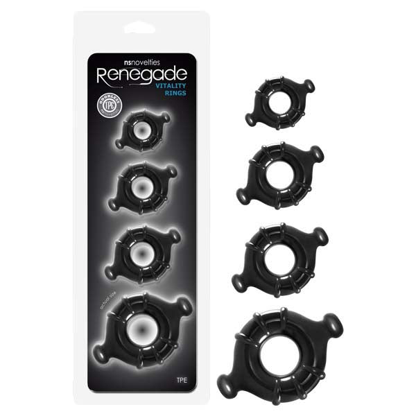 Renegade Vitality Cock Rings Set of Four Sizes for Intimacy COCK RING Set