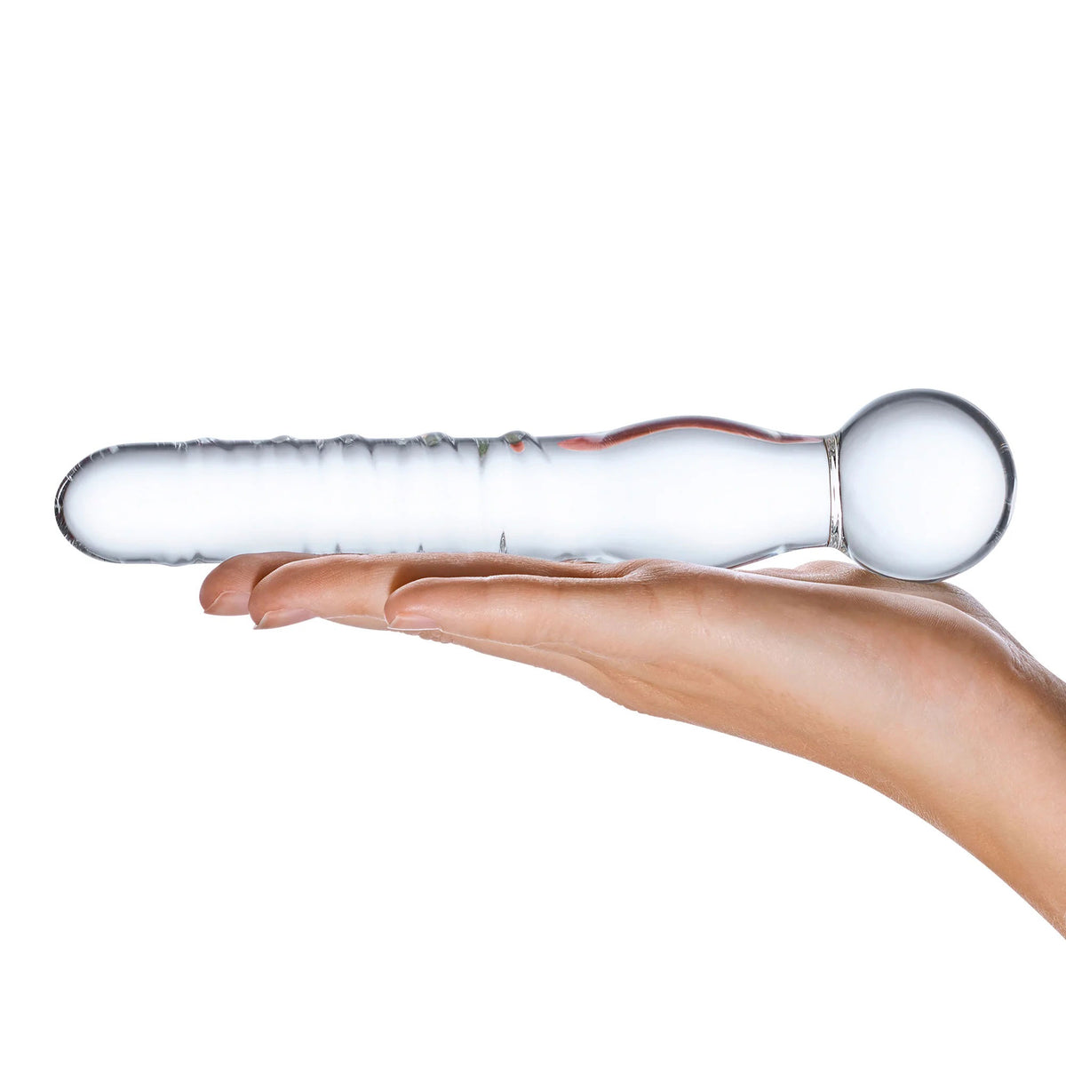 Glas 8 Inch Joystick Clear Glass Dildo Spiral and Bulbous Ends Hypoallergenic Sex Toy > Glass > Dildos