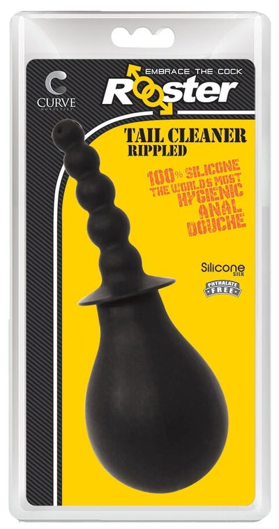 Rooster Tail Cleaner Rippled Anal Douche Black 100 Percent Silicone 8 oz Capacity > Essentials > Douches Main image