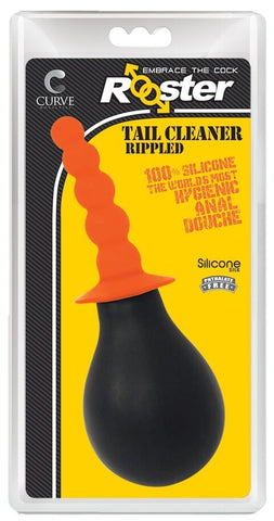 Rooster Tail Cleaner Rippled Orange 8oz Silicone Anal Douche Douches