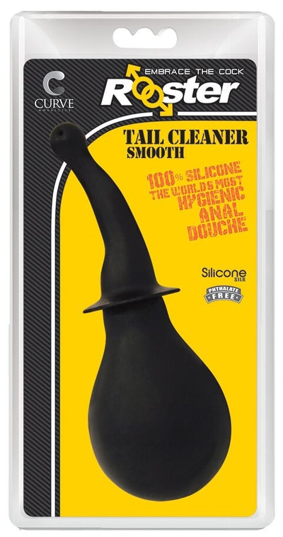 Rooster Tail Cleaner Smooth Black 100% Silicone Anal Douche with 8oz Reservoir and Flexible Nozzle Douches