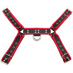 Rouge Front Harness Black with Red Piping PVC Size L XL > Clothes > Mens Harnesses
